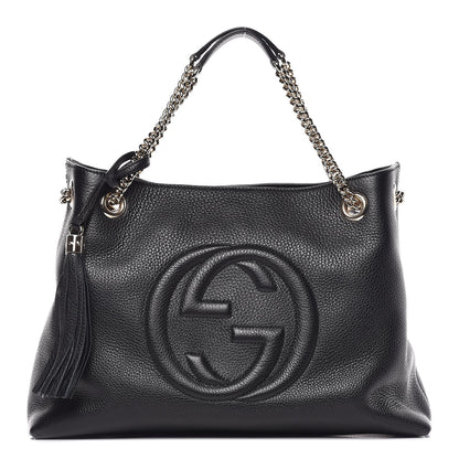 Gucci Pebbled Calfskin Medium Soho Chain Shoulder Bag Black 1 of 8