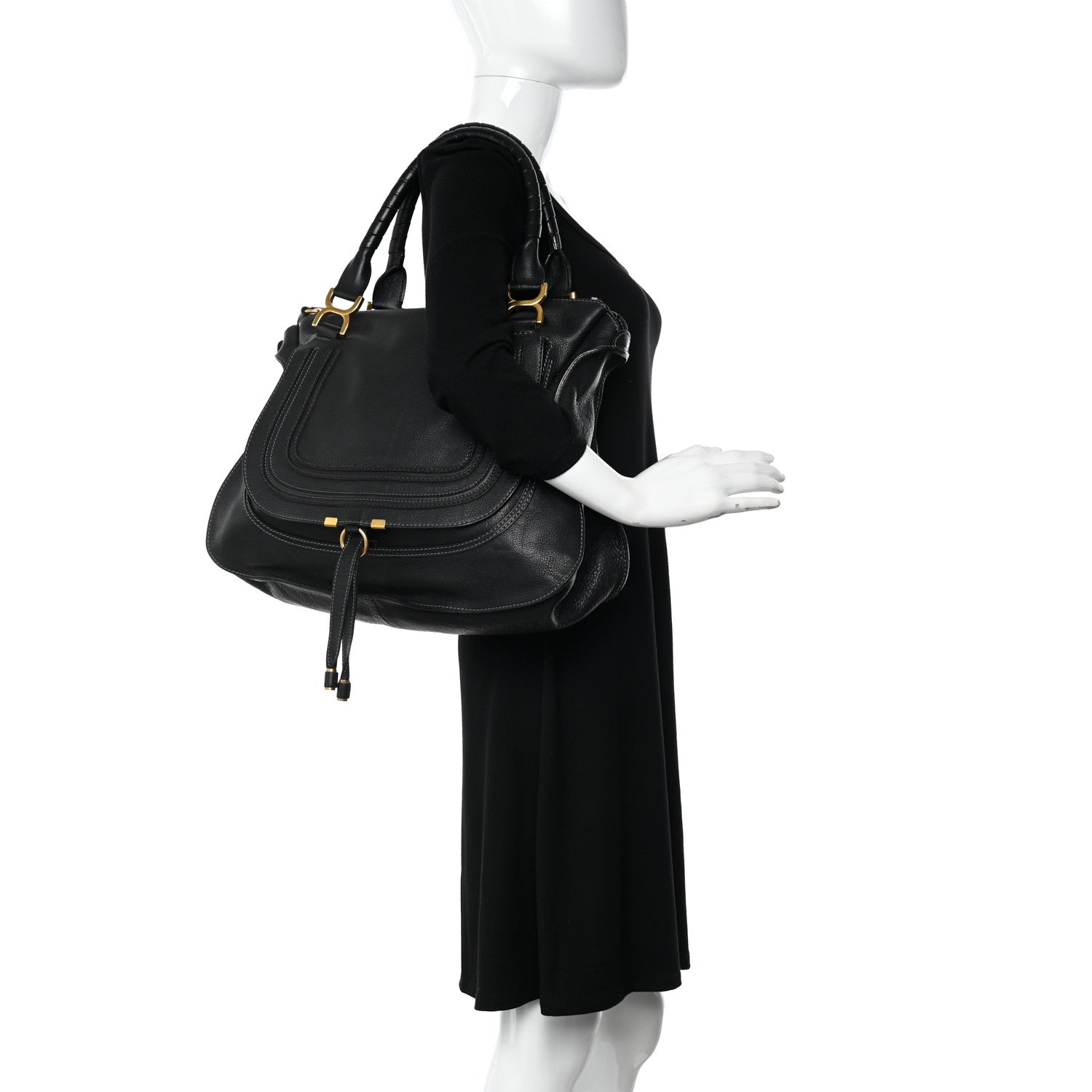 Chloe Calfskin Large Marcie Satchel Black 2 of 22