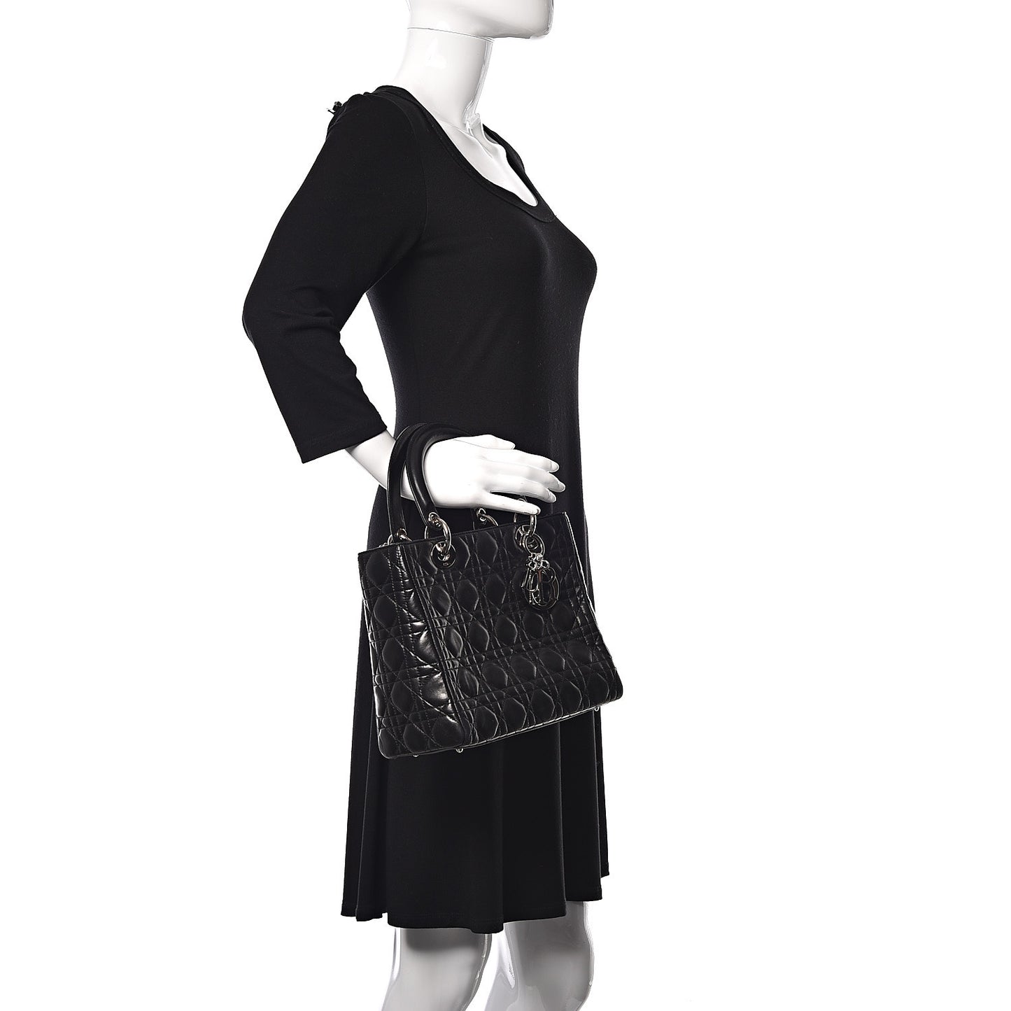 Lambskin Cannage Medium Lady Dior Black