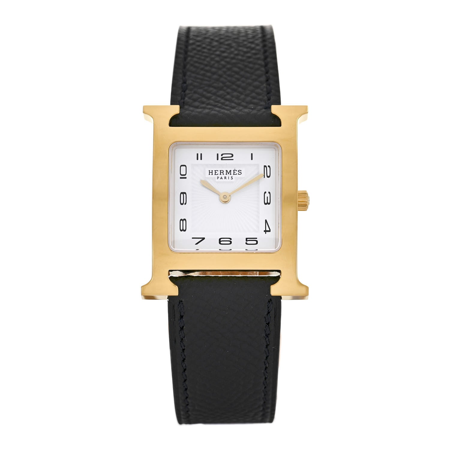 Hermes Stainless Steel Epsom 26mm Heure H Hour Quartz Watch Noir 1 of 4