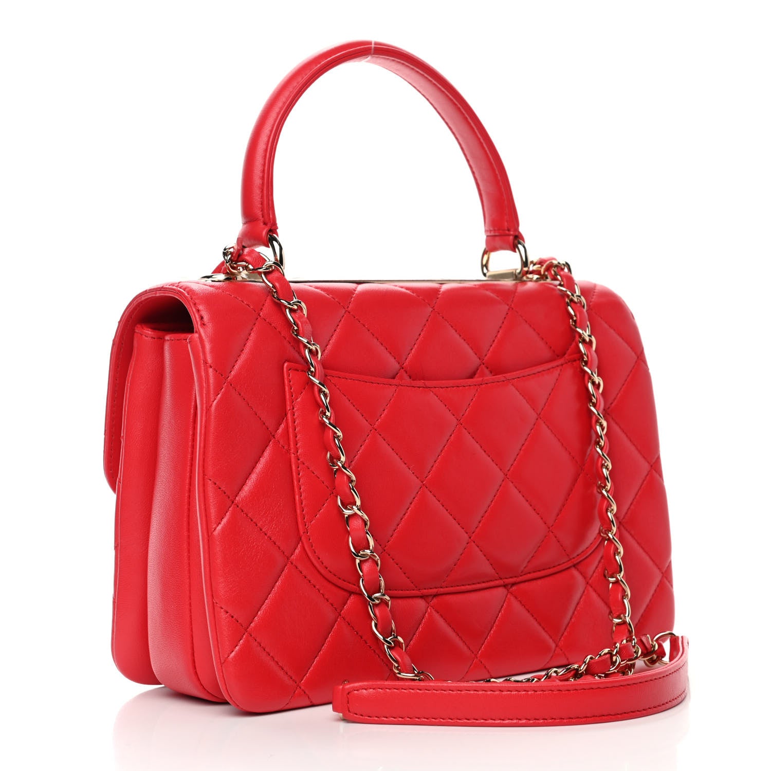 Chanel Lambskin Quilted Small Trendy CC Flap Dual Handle Bag Red 2 of 4