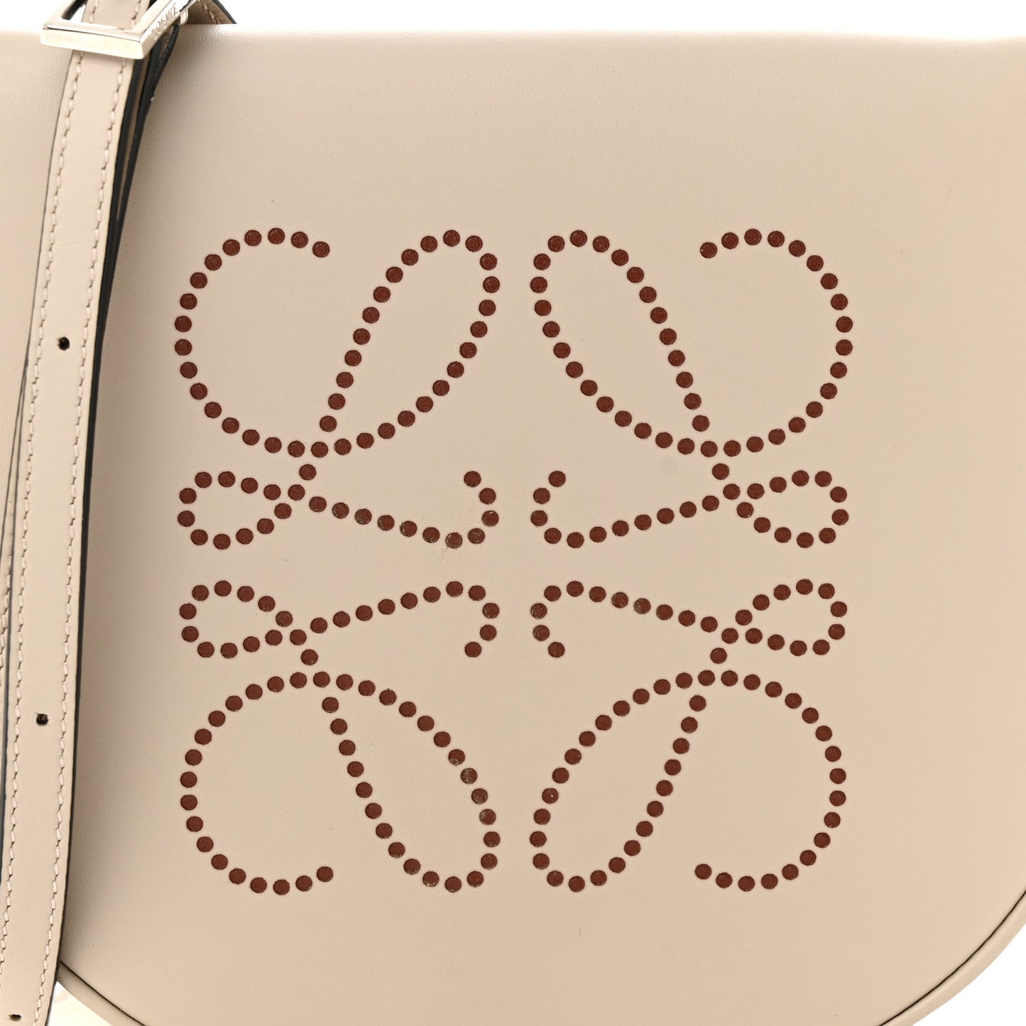 Buffed Calfskin Logo Embossed Small Heel Pouch Light Oat Tan