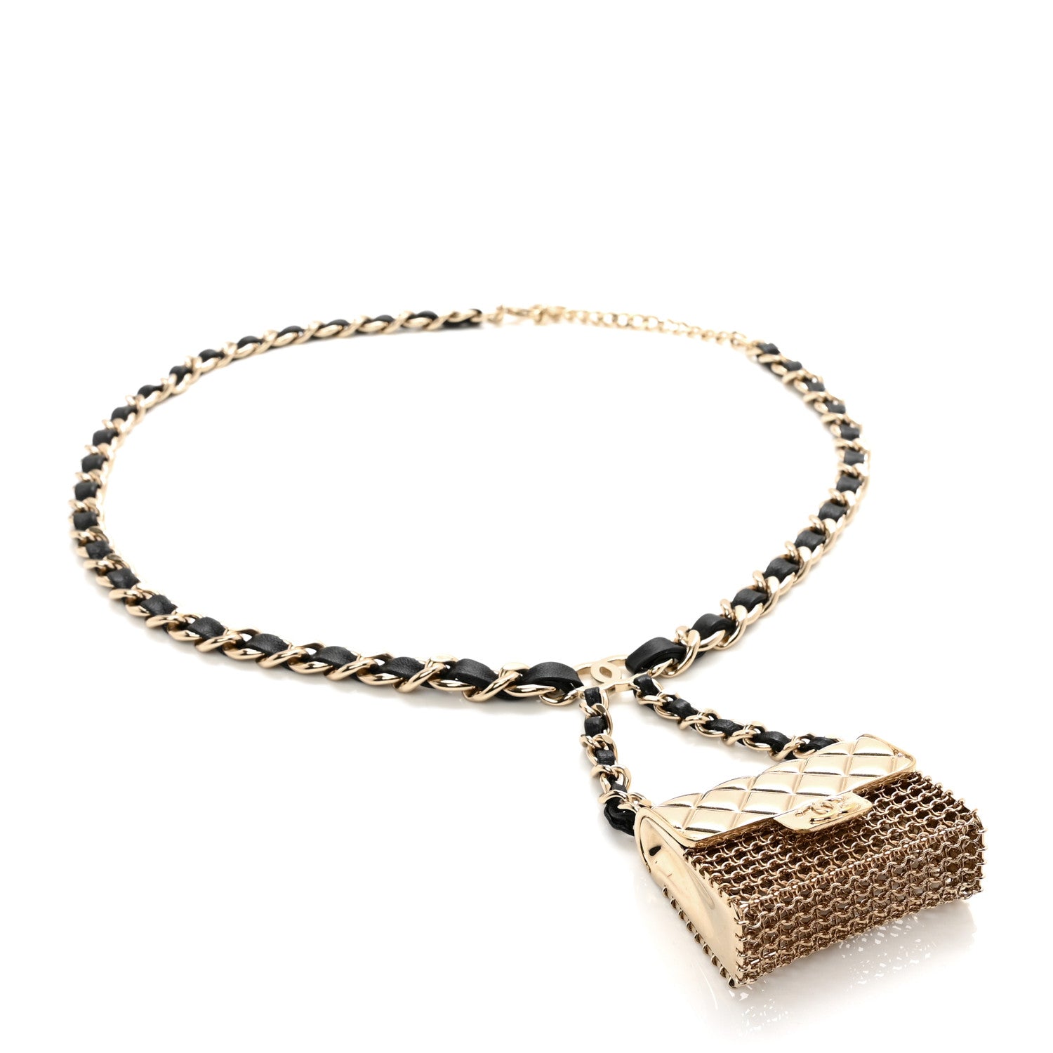 Chanel Lambskin Chain CC Flap Bag Belt 80 32 Black Gold 1 of 3