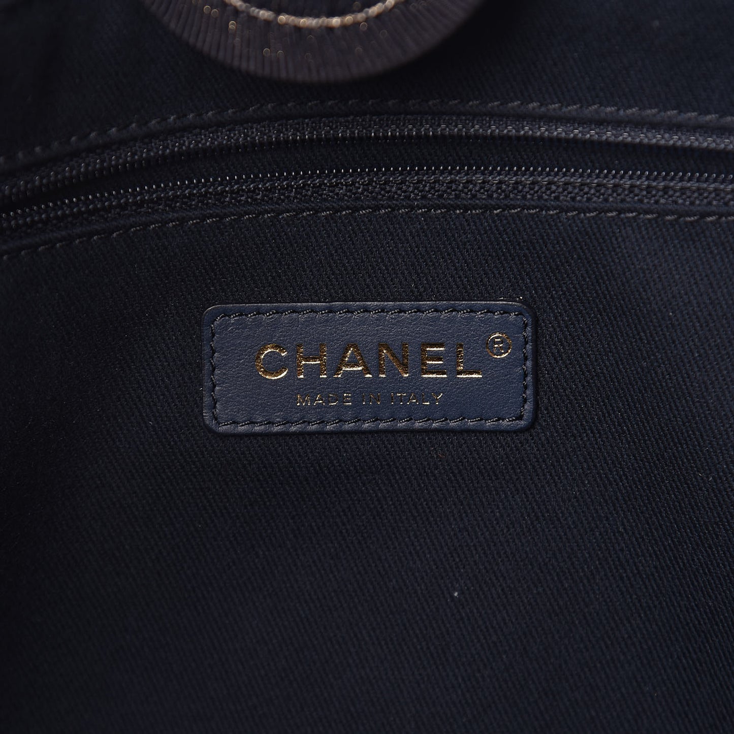 Lurex Canvas Small Deauville Tote Navy Blue Gold