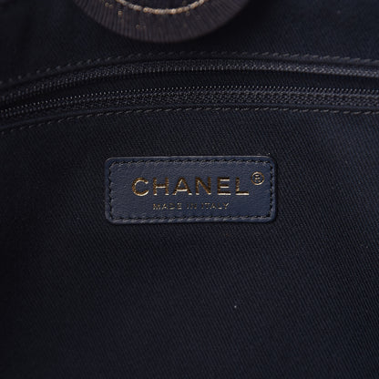 Chanel Lurex Canvas Small Deauville Tote Navy Blue Gold 6 of 11