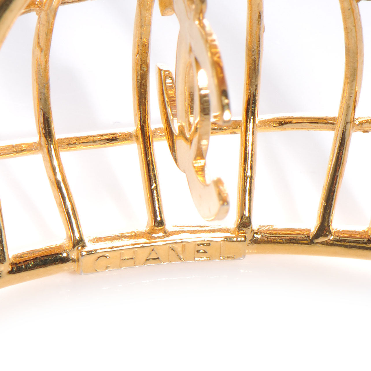 CC Cage Clip On Earrings Gold