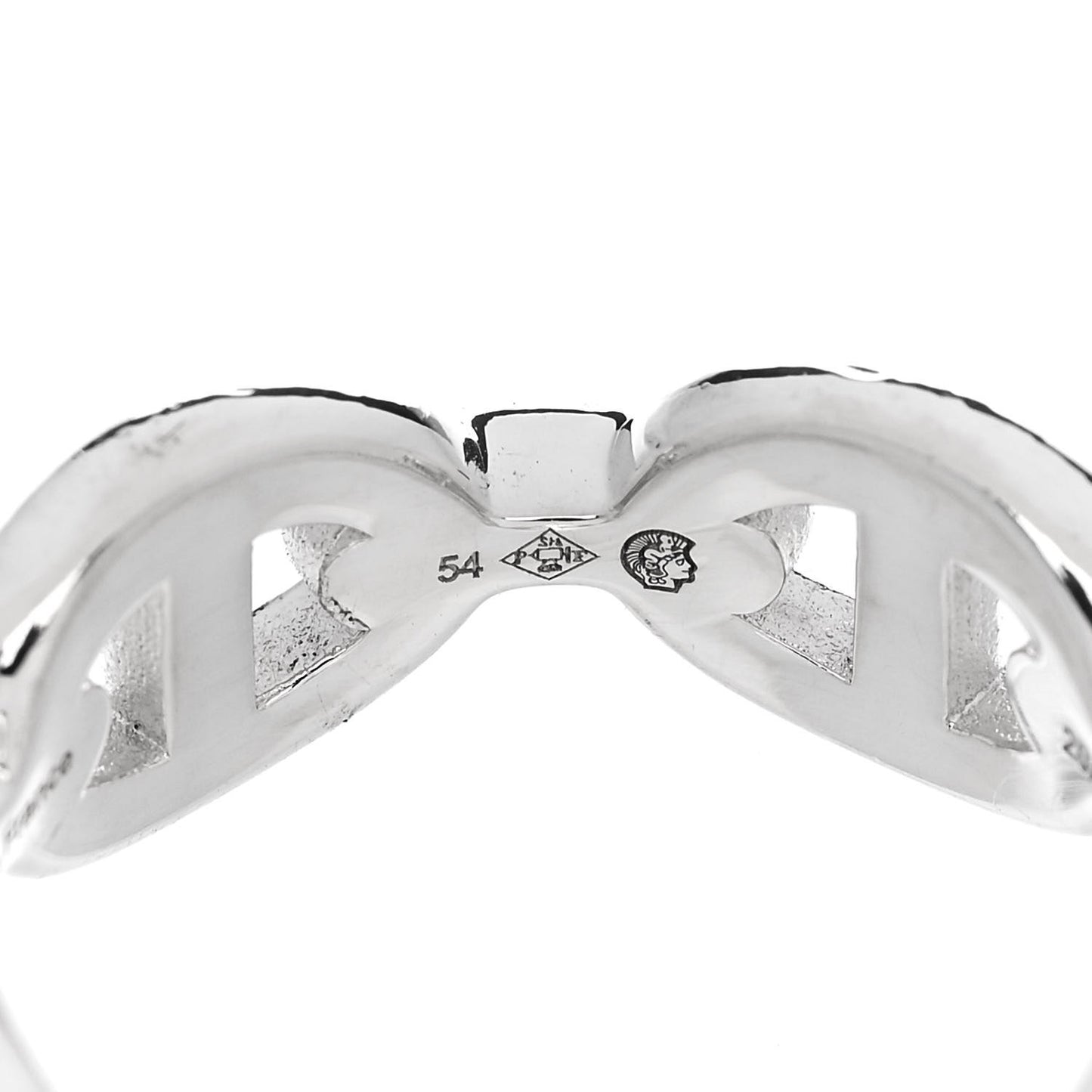 Sterling Silver PM Chaine d'Ancre Enchainee Band Ring 54 6.75