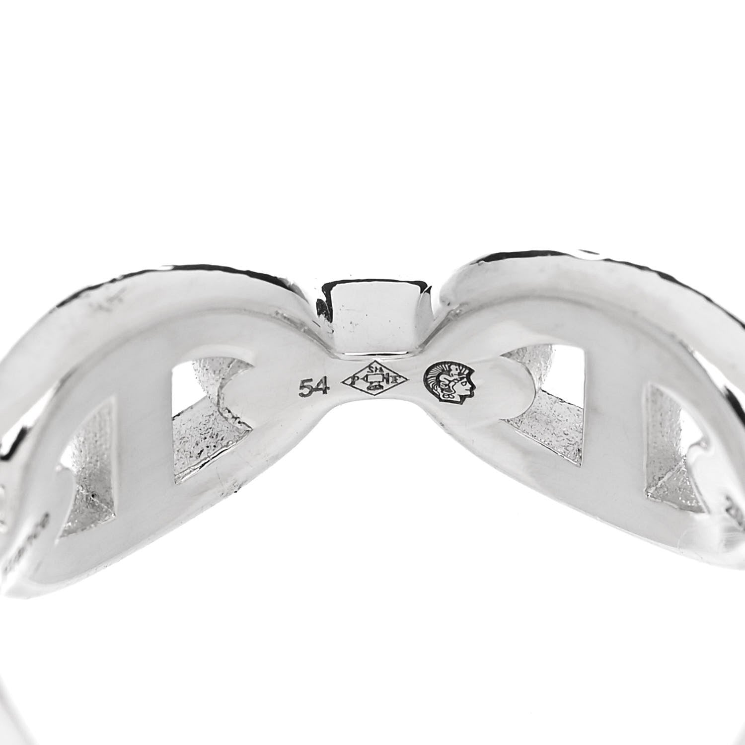 Hermes Sterling Silver PM Chaine d'Ancre Enchainee Band Ring 54 6.75 7 of 9