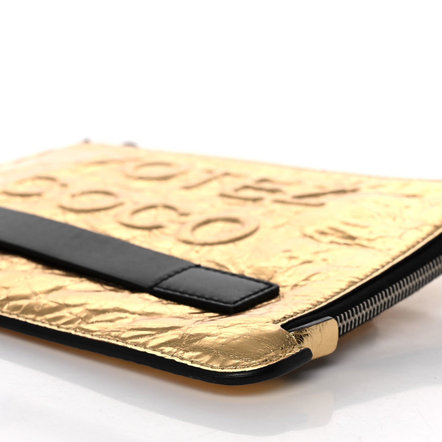Metallic Lambskin Small Je Ne Suis Pas En Solde Pouch Clutch Gold