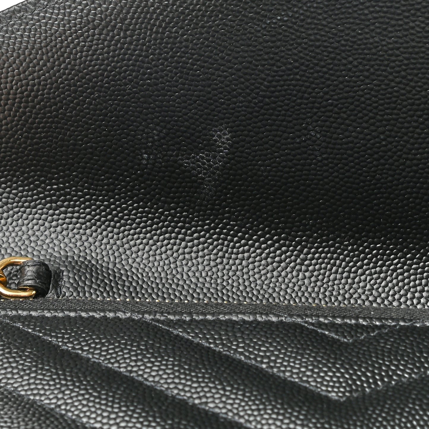Grain De Poudre Matelasse Chevron Monogram Envelope Chain Wallet Black