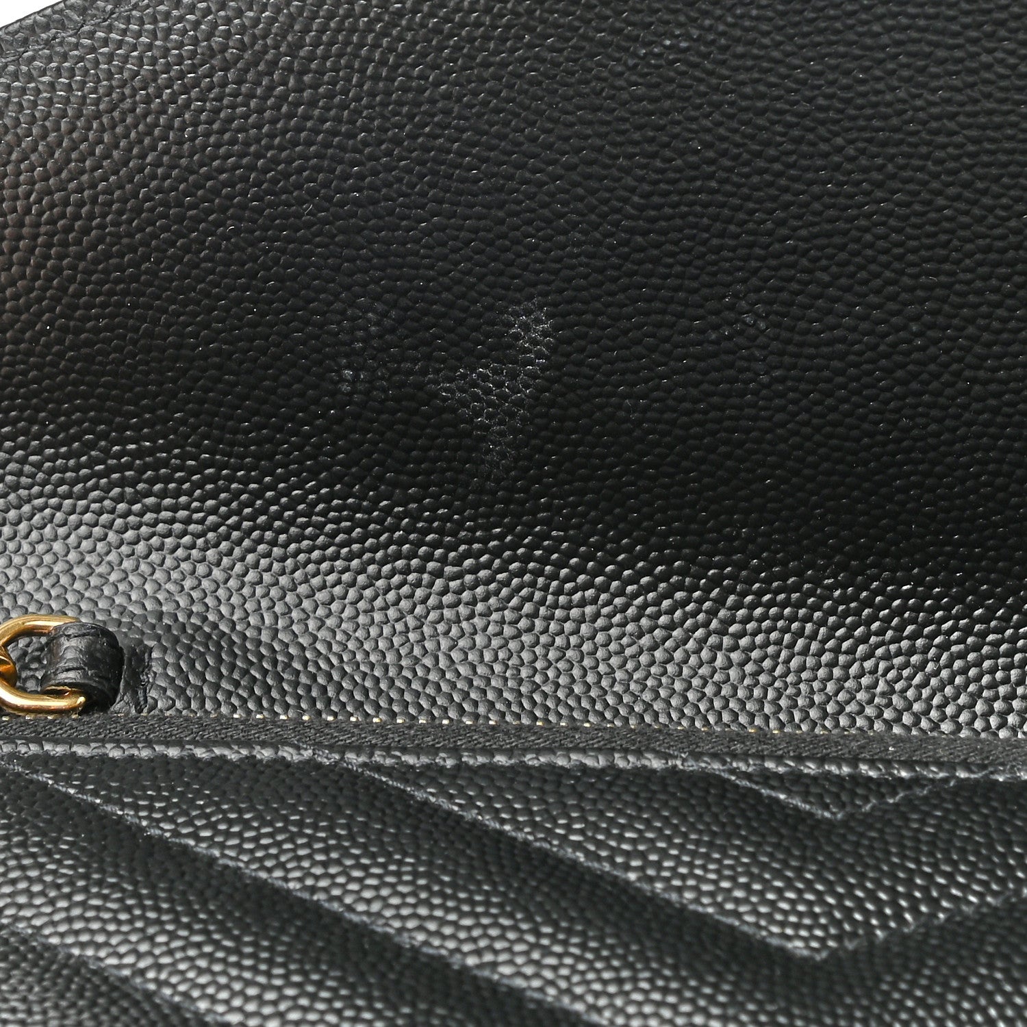 Saint Laurent Grain De Poudre Matelasse Chevron Monogram Envelope Chain Wallet Black 8 of 9