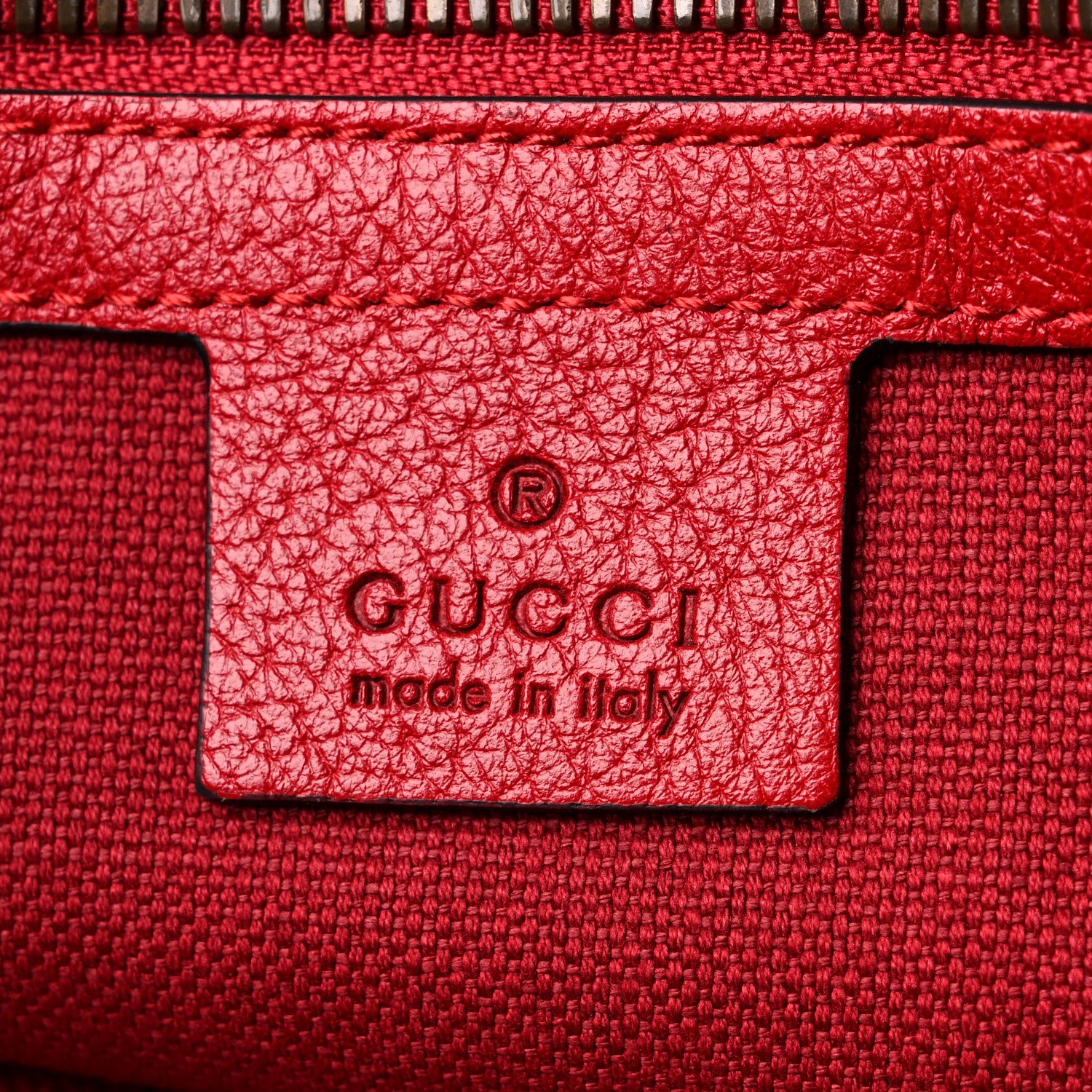 Gucci Canvas Calfskin Sylvie Stripe Logo Mens Tote Red White Blue 6 of 11