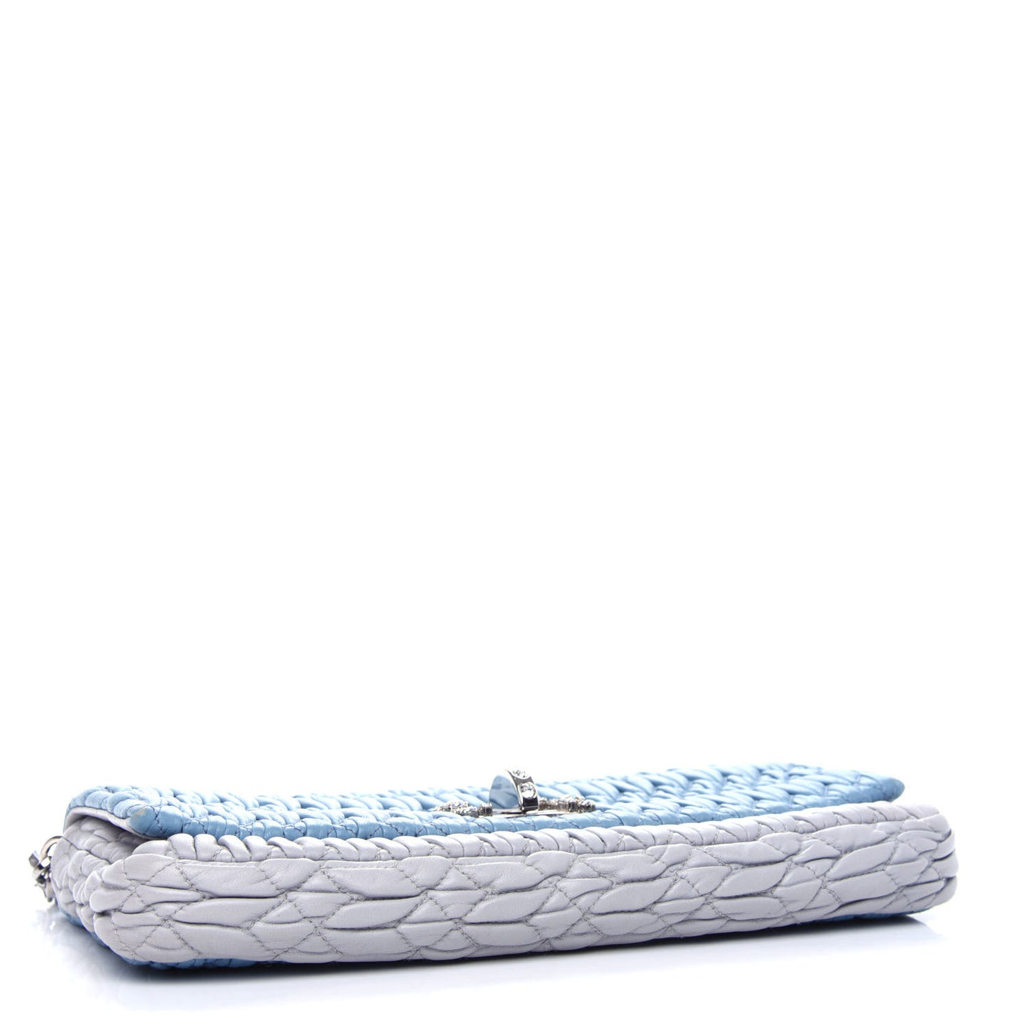 Nappa Matelasse Bi-Color Crystal Flap Clutch Astrale Grey