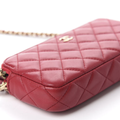 Chanel Lambskin Quilted Small Clutch With Chain Dark Pink 6 of 12