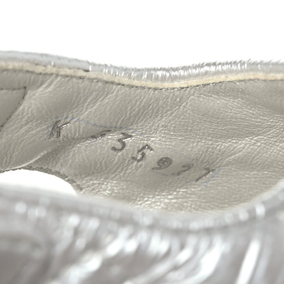 Chanel Laminated Lambskin Quilted Velcro Dad Sandals 37 Silver 6 of 8