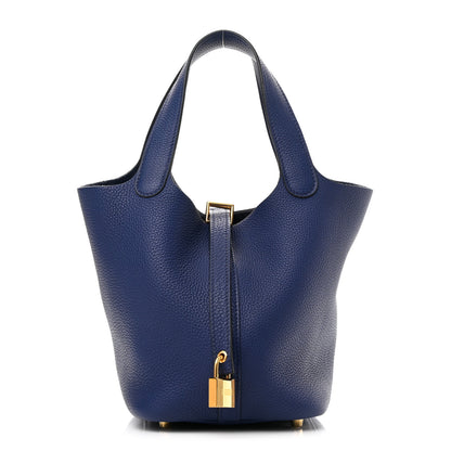 Hermes Taurillon Clemence Picotin Lock 18 PM Bleu Saphir 1 of 11