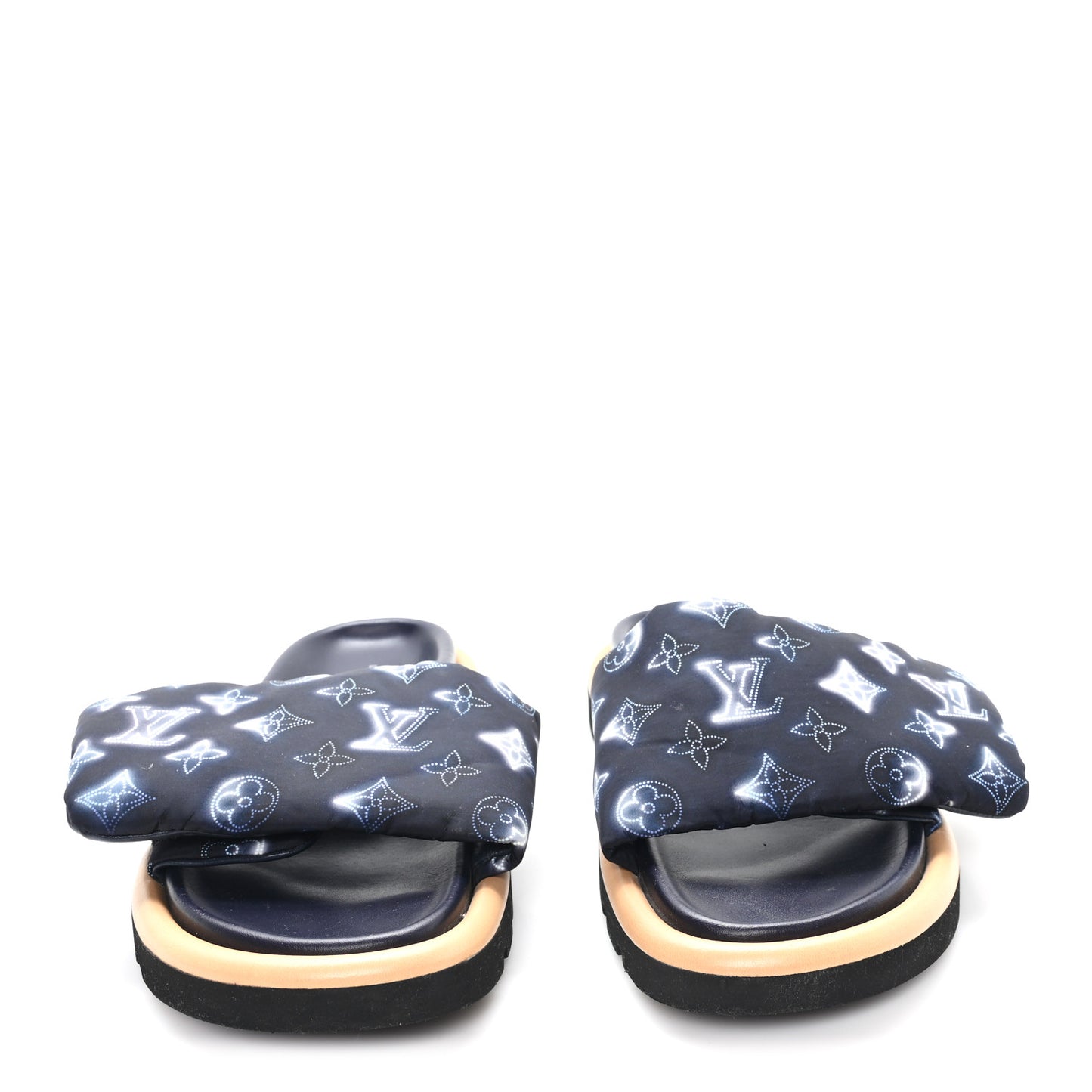 Nylon Monogram Womens Pool Pillow Comfort Mules 39 Navy Blue