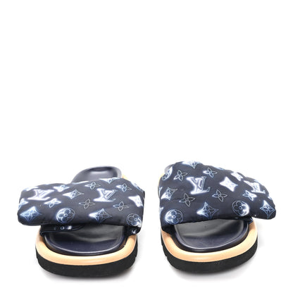 Louis Vuitton Nylon Monogram Womens Pool Pillow Comfort Mules 39 Navy Blue 3 of 9