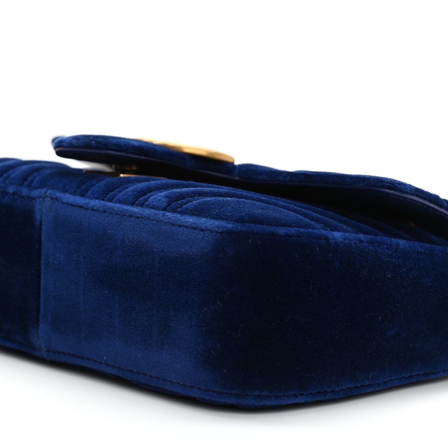 Gucci Velvet Matelasse Mini GG Marmont Shoulder Bag Cobalt Blue 10 of 10