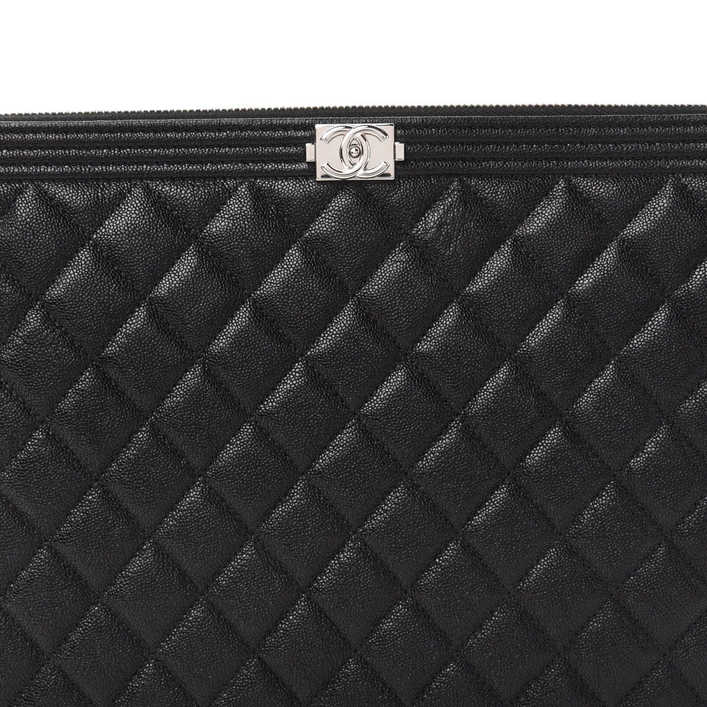 Caviar Quilted Medium Boy Cosmetic Case Black