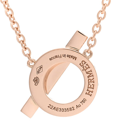 Hermes 18K Rose Gold Diamond Finesse Pendant Necklace 4 of 5