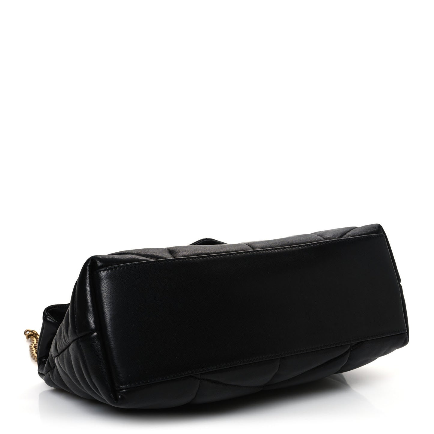 Lambskin Quilted Small Loulou Puffer Monogram Chain Satchel Black