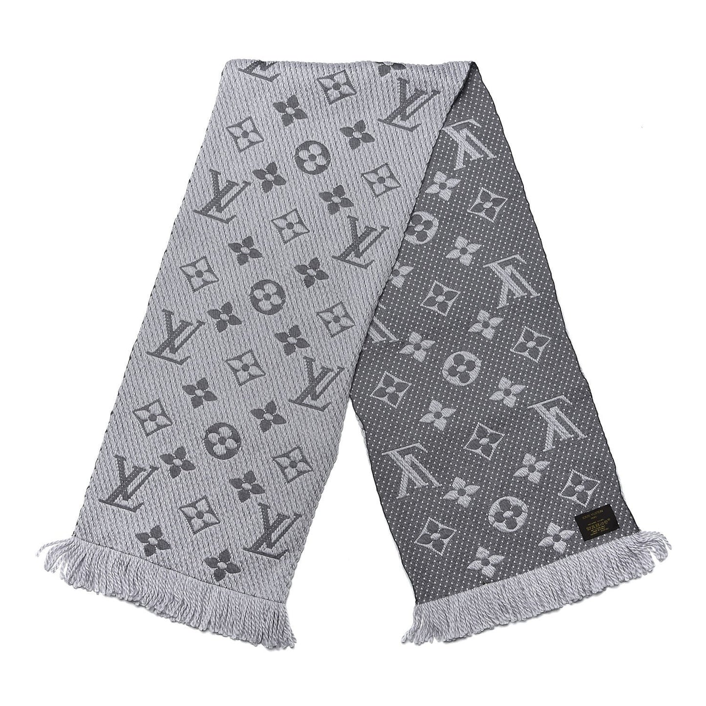 Wool Silk Logomania Scarf Pearl