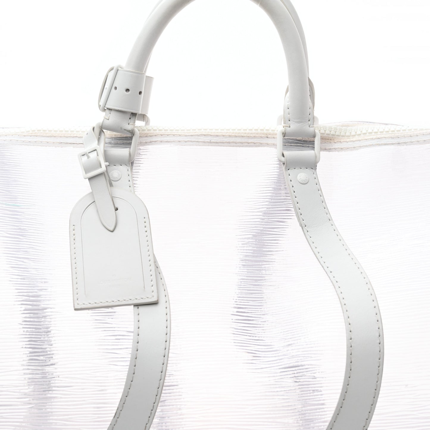 PVC Epi Embossed Wavy Keepall Bandouliere 50 White