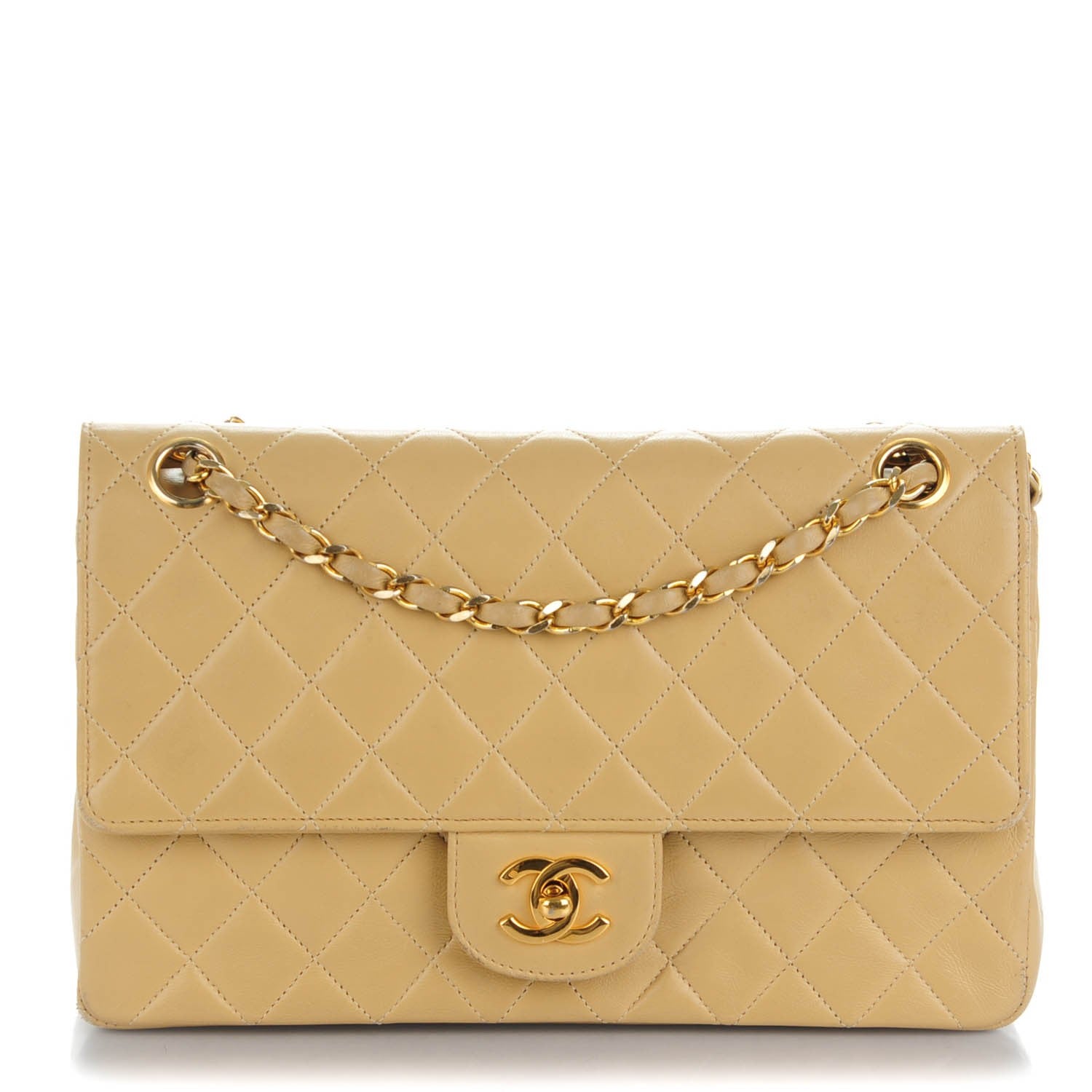 Chanel Lambskin Quilted Medium Double Flap Beige 1 of 11