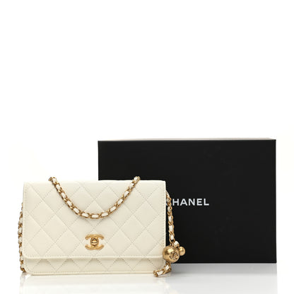 Chanel Lambskin Quilted CC Pearl Crush Wallet on Chain WOC White 25 of 25