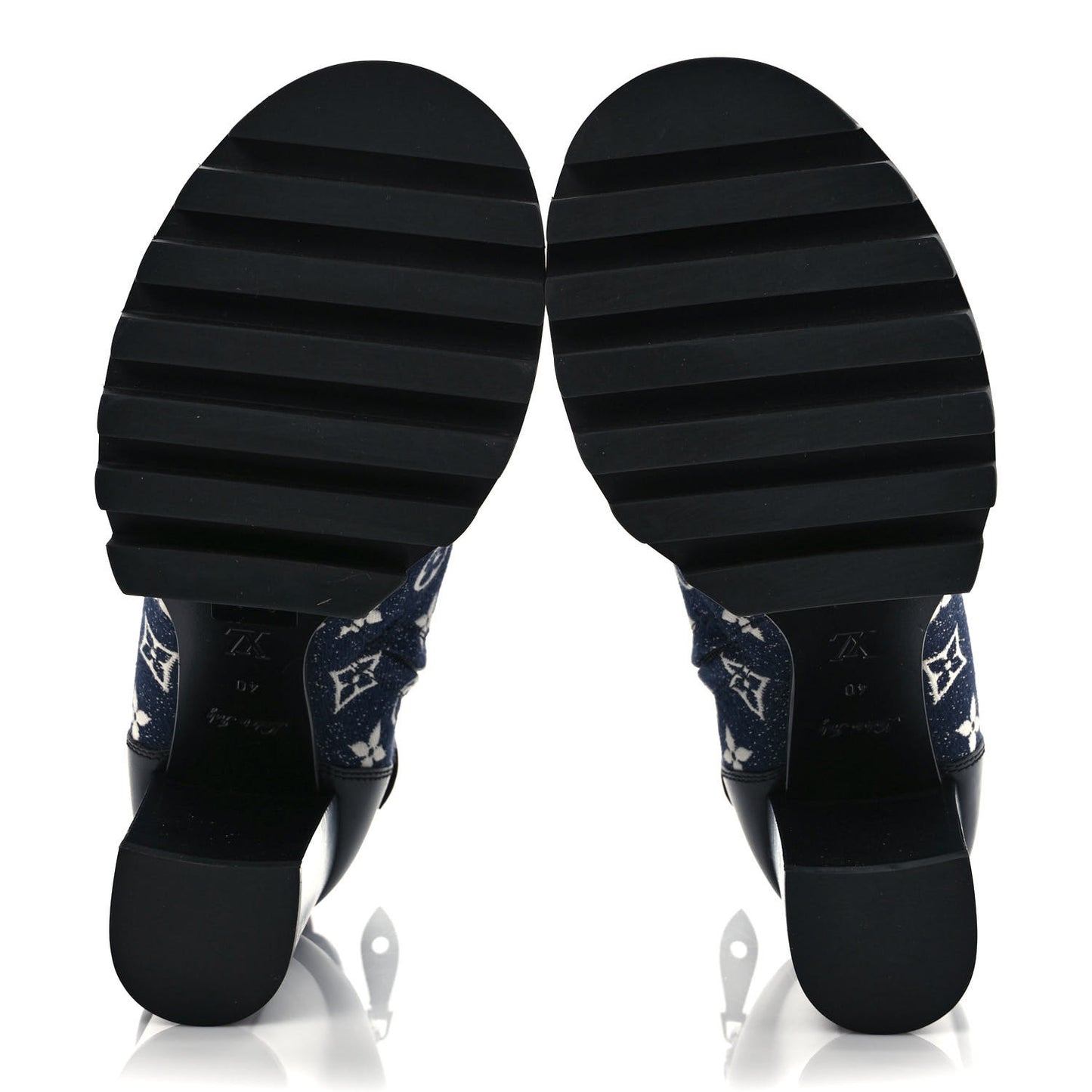 Denim Calfskin Monogram Star Trail Ankle Boots 40 Navy Blue