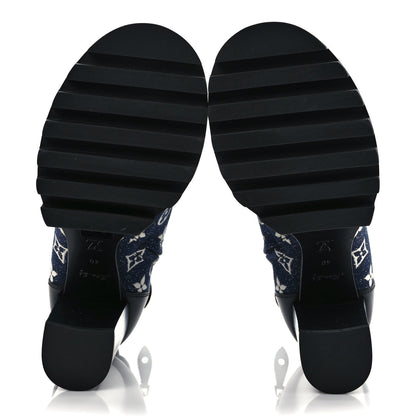 Louis Vuitton Denim Calfskin Monogram Star Trail Ankle Boots 40 Navy Blue 5 of 7