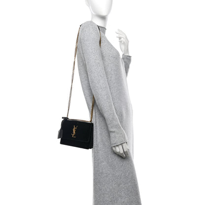 Saint Laurent Velvet Small Monogram Sunset Black 2 of 12