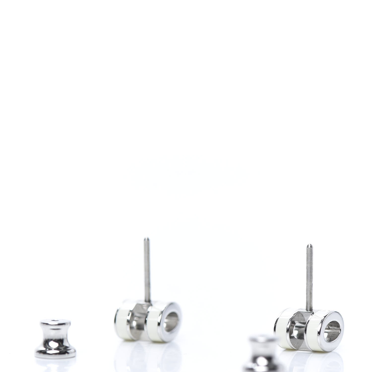 Hermes Palladium Lacquered Pop H Earrings White 3 of 6