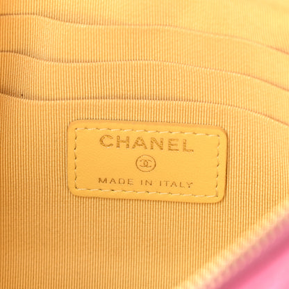 Chanel Lambskin Quilted Zipped Pouch Pink Yellow 6 of 7