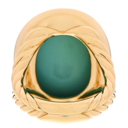 David Yurman Sterling Silver 18K Yellow Gold Diamond Turquoise Albion Oval Ring 53 6.25 4 of 6