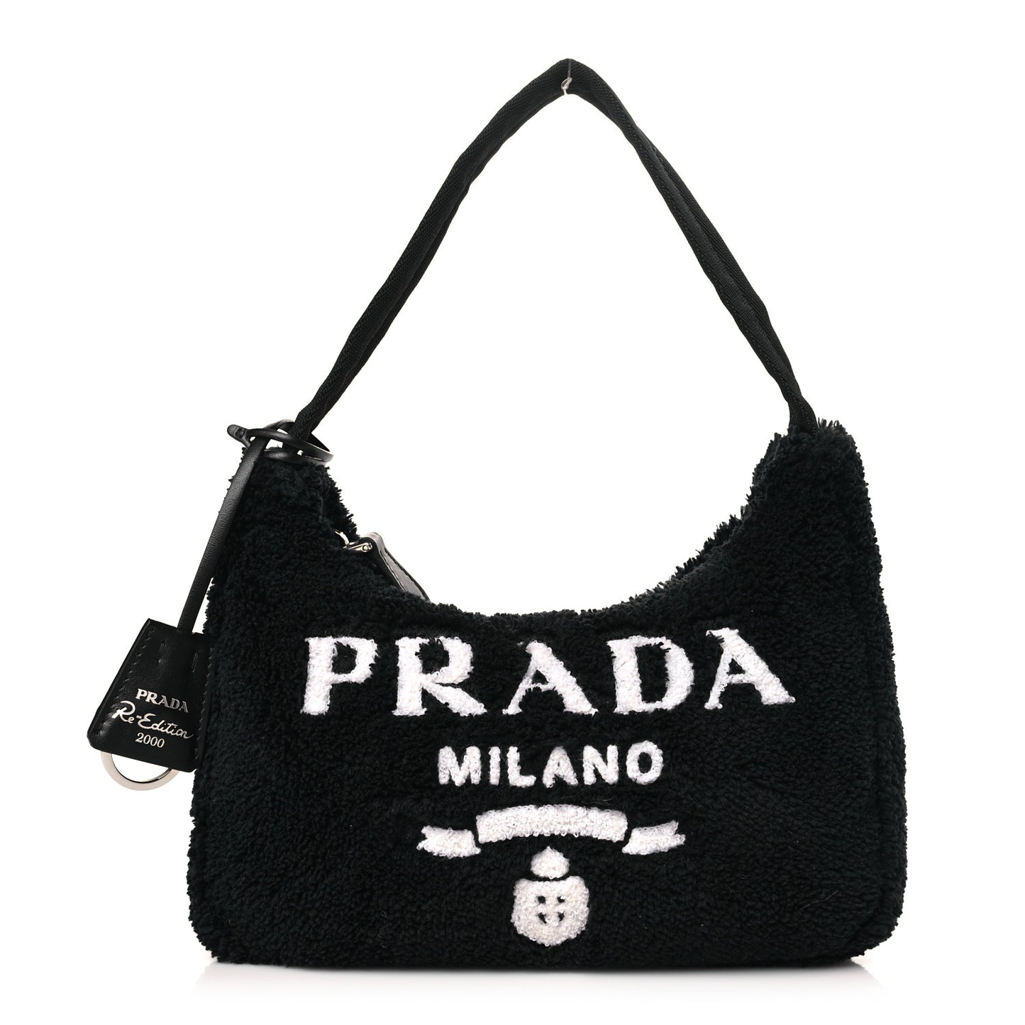 Terry Cloth Mini Re-Edition 2000 Bag Black White