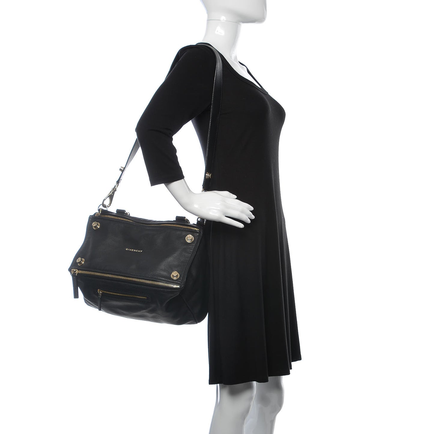 Calfskin Medium Bolt Stud Pandora Black