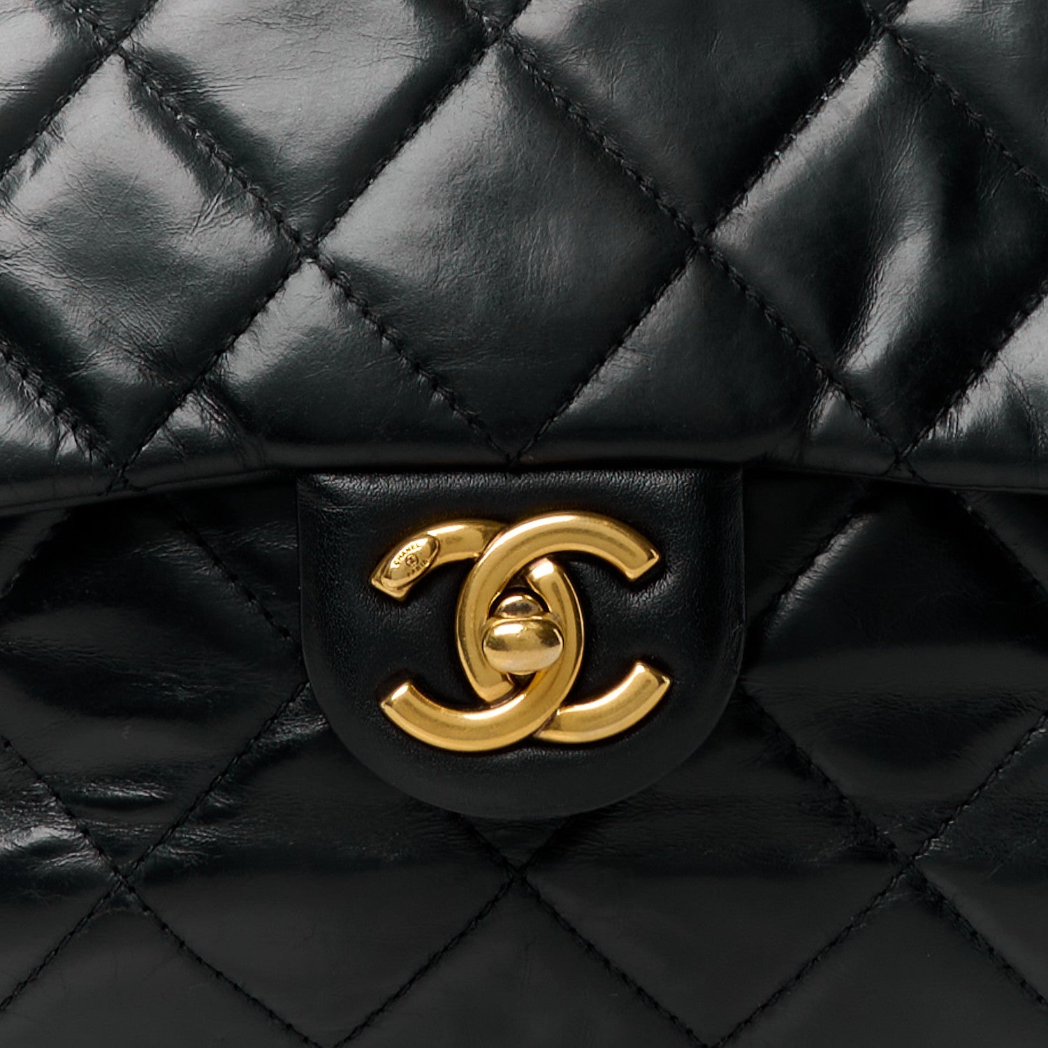 Chanel Glazed Calfskin Quilted Medium Gold Bar Top Handle Flap Black 9 of 11