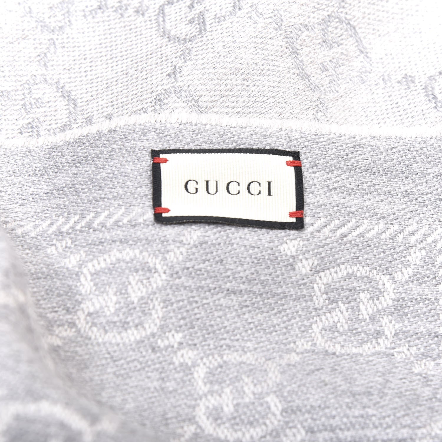Gucci Wool Monogram Fringe Scarf Gray 4 of 4