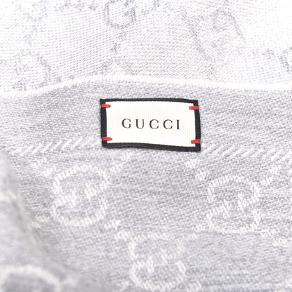 Gucci Wool Monogram Fringe Scarf Gray 4 of 4