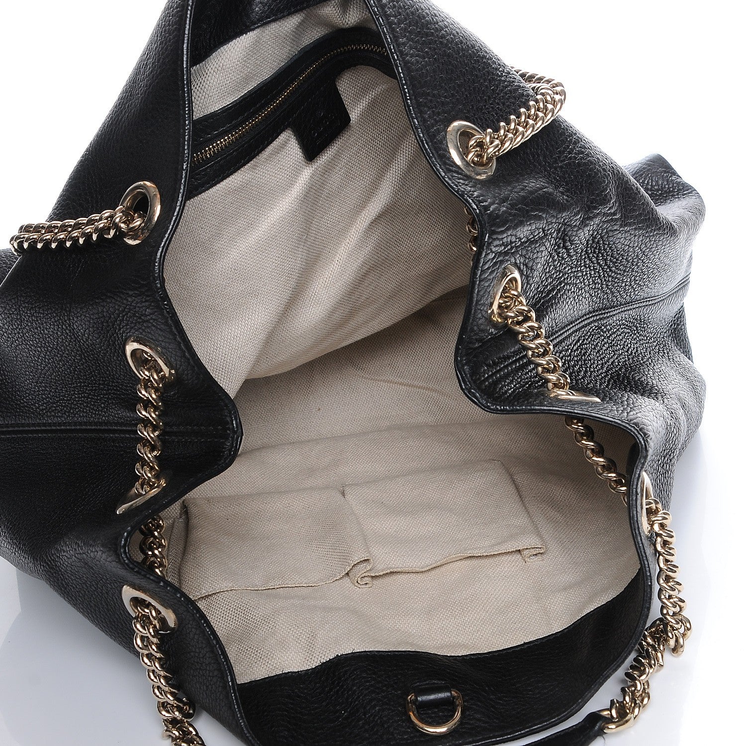 Gucci Pebbled Calfskin Large Soho Chain Shoulder Bag Black 5 of 8