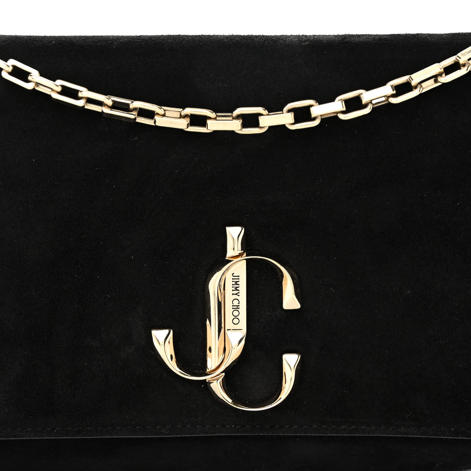 Jimmy Choo Suede Varenne Chain Clutch Black 1591887 – FASHIONPHILE