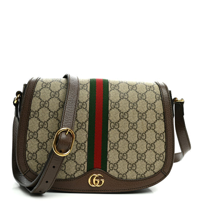 Gucci GG Supreme Monogram Web Small Ophidia Flap Messenger Bag Brown 1 of 11
