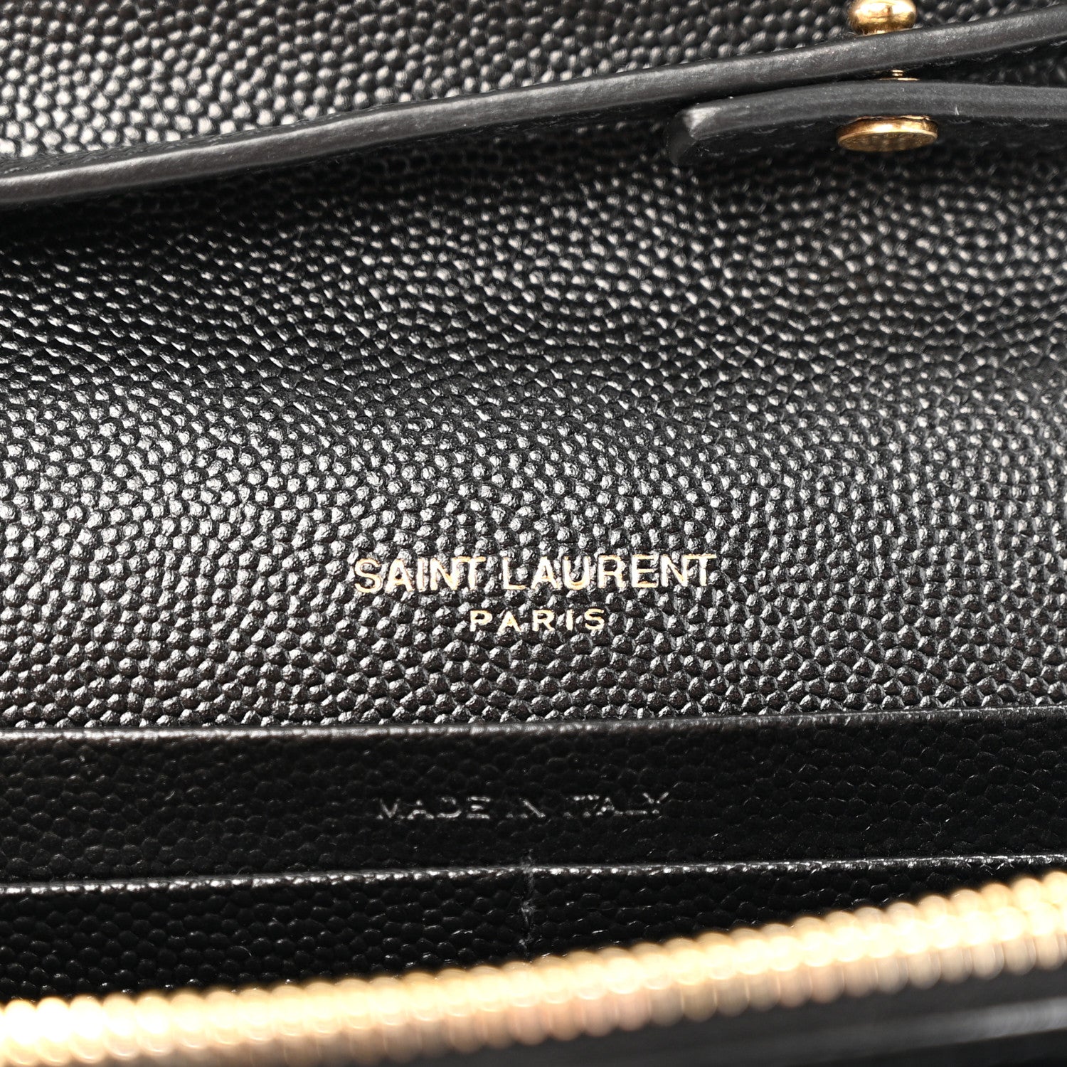 Saint Laurent Grain De Poudre Matelasse Chevron Monogram Chain Wallet Black Black 6 of 12