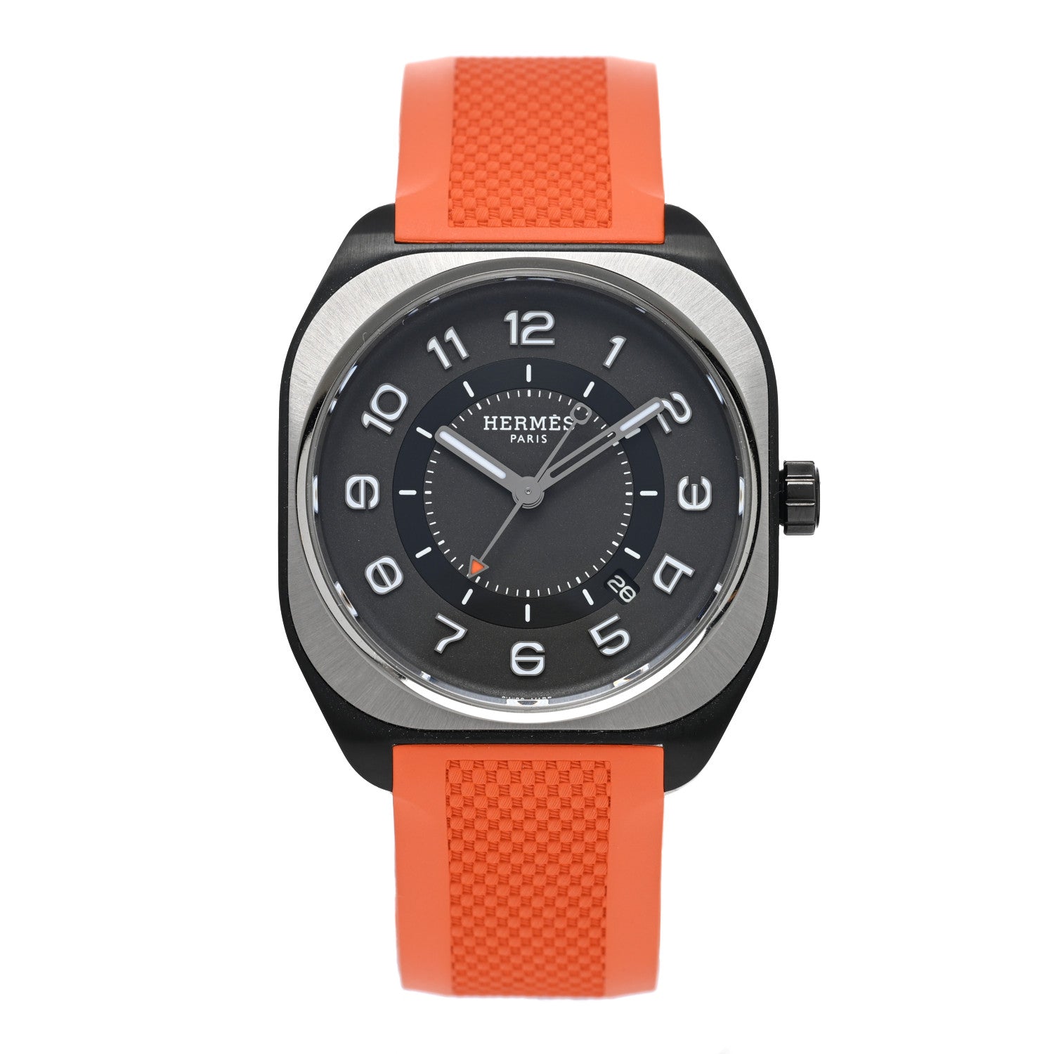 Hermes DLC Coated Titanium Rubber 39mm H08 Automatic Watch Orange 1 of 5