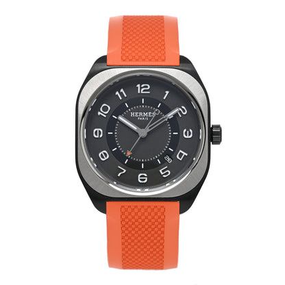 Hermes DLC Coated Titanium Rubber 39mm H08 Automatic Watch Orange 1 of 5