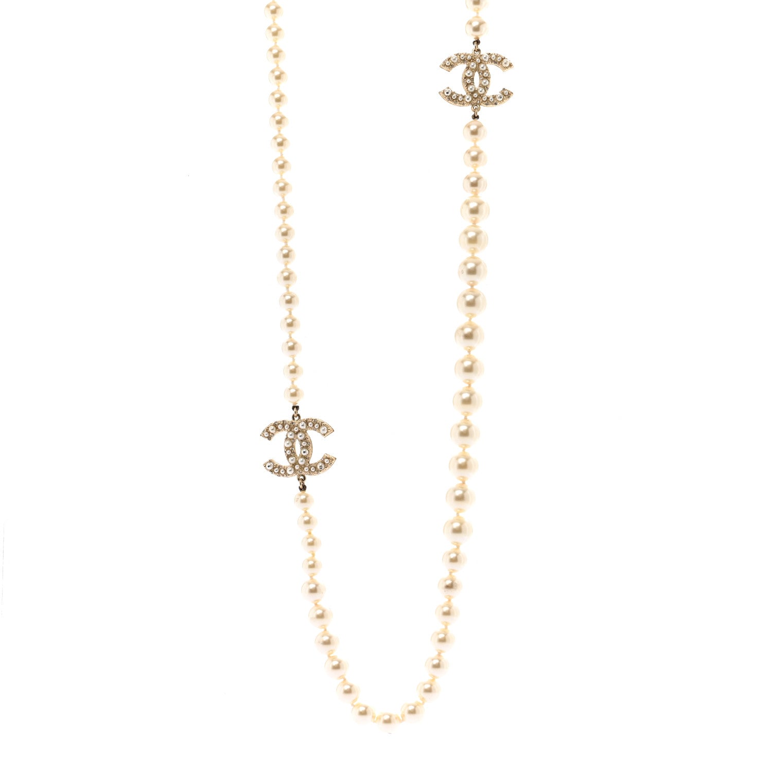 Chanel Pearl CC 100th Anniversary Long Necklace Light Gold 1 of 6