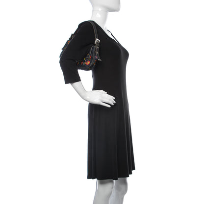 Fendi Denim Ricami Beaded Baguette Blue 2 of 14