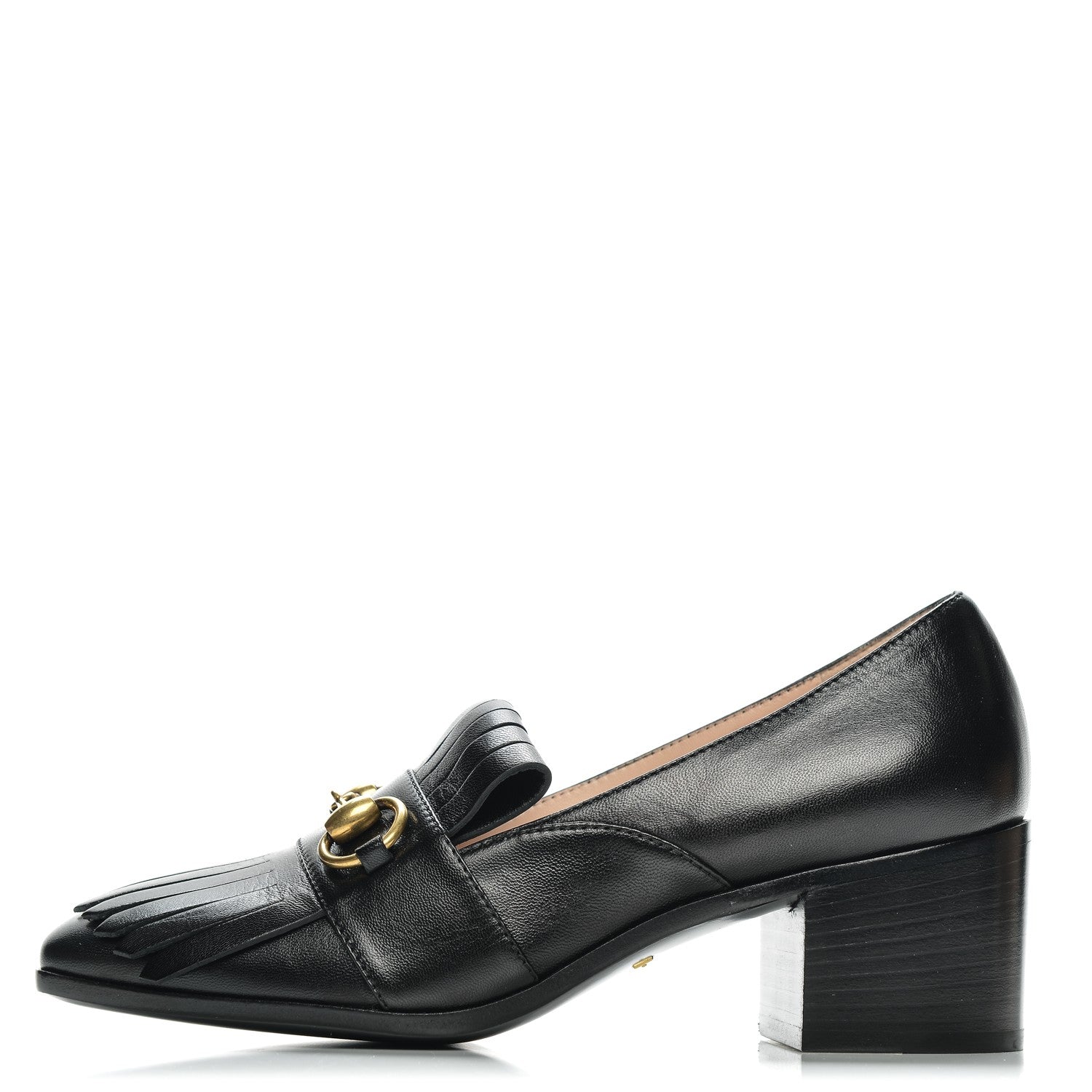 Gucci Malaga Kid Polly Kiltie Fringe 55mm Loafer Pumps 35 Black 1 of 8